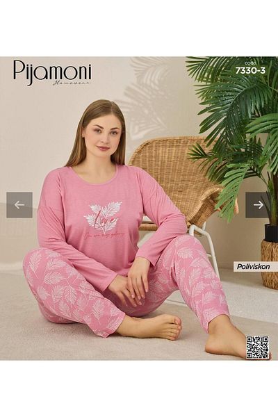 Pijamoni Comfortable to Use Pink Gish Cut Pjs Set