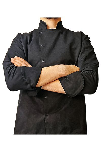Ant Rotagrup Üniforma ve İş Elbiseleri Chef Jacket Black Color Unisex Snap Fastener Long Sleeve Chef Cook Kitchen Jacket