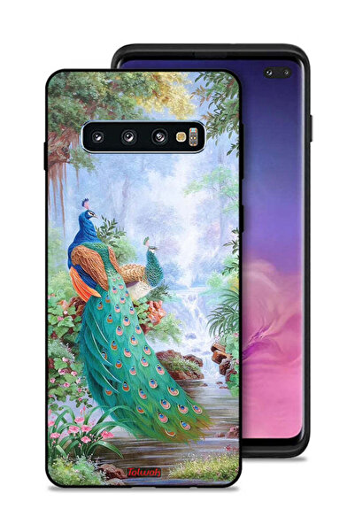 Tolwak غطاء حماية لهاتف سامسونج جالاكسي S10 بلس بنقشة الطاووس