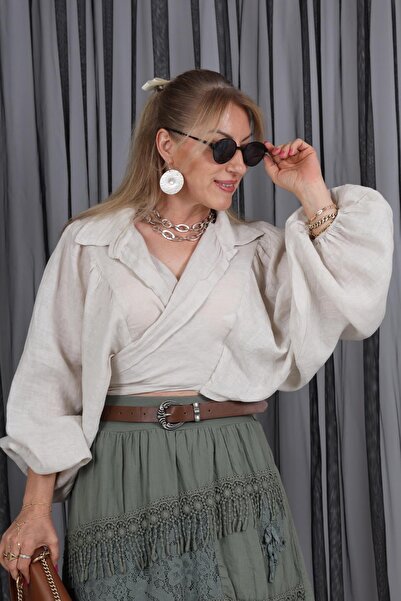 MİSLİNA BUTİK İthal Keten Bej Bolero