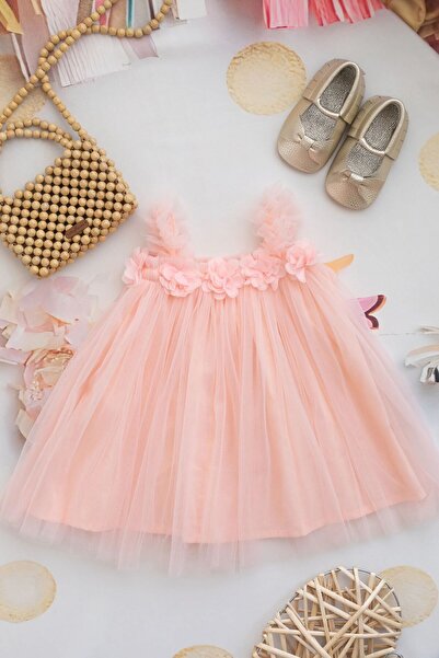 chipiques Παιδικό φόρεμα από τούλι με μοτίβο τριαντάφυλλου με ελαστικό λουράκ...