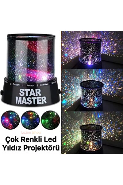 Lazım Shop Renkli Yıldızlı Gökyüzü Projeksiyon Gece Lambası Dekoratif Lamba