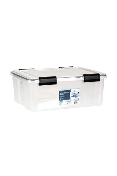 IRIS Storage Box Clear and Black 30.6 Quart