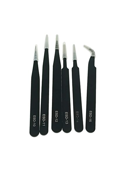 OEM Set de 6 pensete, antistatice, cu vârfuri ascuțite, plate și unghiulare, lungimi 112 - 132 mm