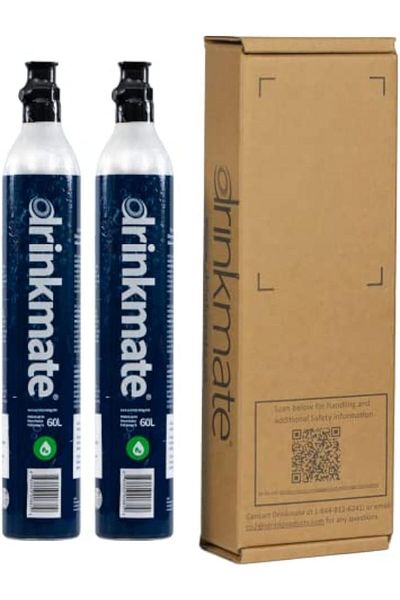 Drinkmate 60 Litre Spare Gas Co2 Cylinders, Compatible With Sodastream- 2 Pack - Filled