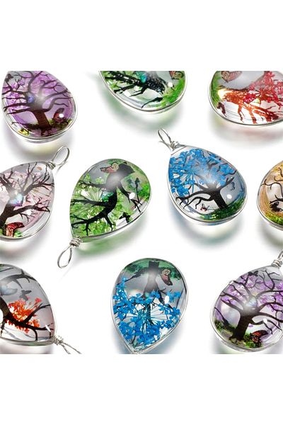 Wolawood Handmade Epoxy Necklace – Natural Floral, Transparent Resin Design, Women's Gift Elegant Jewelry Accessory