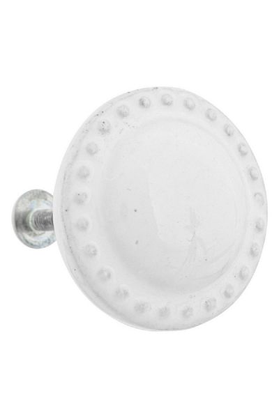 Atmosphera 2-Piece Barbara Decorative Ceramic and Metal Furniture Knob Set White
