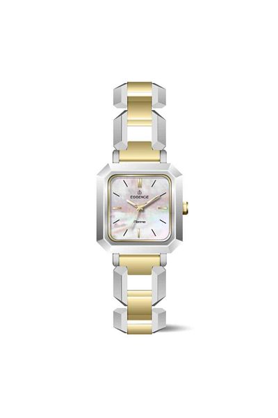 Essence D1226.220 Square Dial Metal Cord Metal Case 3 Atm Water Resistant Silver-Gold Color Women's Ko