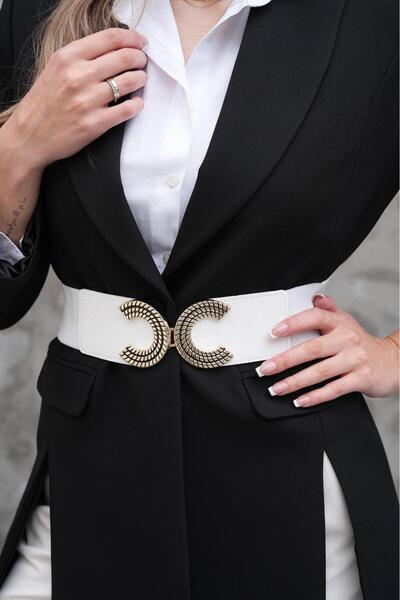 Descoin Curea de damă cu detaliu elastic cu fermoar, centură pentru haină, ce...