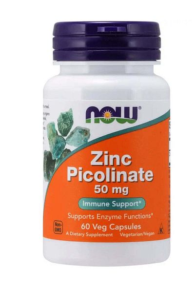 Now Zinc Supplement Capsules, 50 mg Zinc Picolinate For Immune Support, Pack of 60's