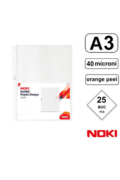 Noki Set of 25 A3 Portrait protective films with top opening, 40 microns, Noki, orange peel surface