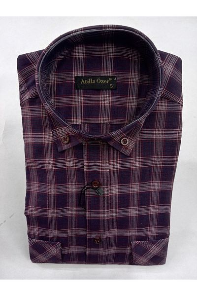 ATİLLA ÖZER Cotton Long Sleeve Double Pocket Pockets Covered Button Shirt