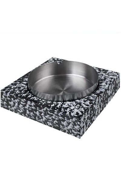 PUFO Scrumieră modernă 2 în 1 - piatră și metal, combinație elegantă pentru interior, exterior, terasă sau birou