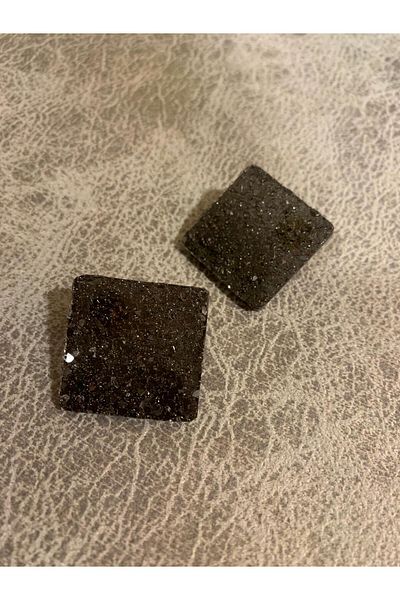 MISS GOLDEN Serrated Smoked Color Large Size Square Shape Gold Accessory Epoxy Earrings Handmade Gift