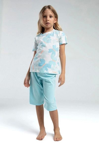Rolypoly Girl's Capri Suit - White/Light Blue