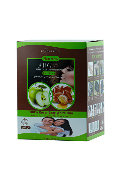 famous فيموس شامبو صبغة شعر بني غامق 10كيس