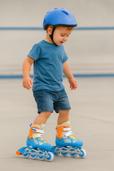 hak-iş oyuncak 35-38 Metal Blue Skates with Bag Front Wheel Light