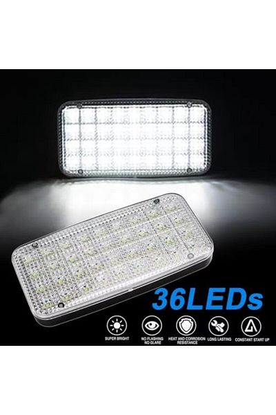3XR 36 LED Car Roof Interior Light with On/Off Switch – Ceiling Dome Lamp for Vans, Taxis, Campers