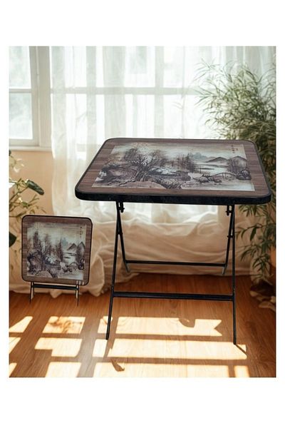 smart home Square Folding Dining Table - Folding Cafe Table with Fiber Top - 80 x 80 cm - Stylish and Sturdy Design