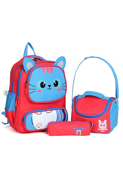Wander Set de 3 genți de școală – rucsac, cutie de prânz și suport pentru stilou - roșu