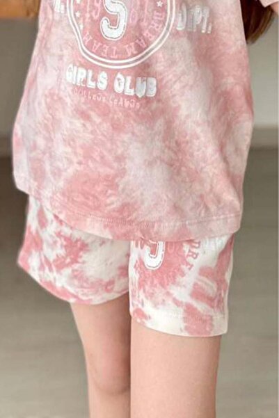 Riccotarz Girl's Florida Text Printed Combed Cotton T-Shirt Powder Shorts Set