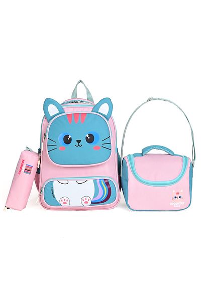 Wander Set de 3 genți de școală – rucsac, cutie de prânz și suport pentru stilou - roz