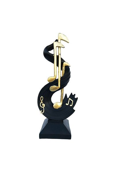 BV Decorative statuette Portable with musical notes, Black, 28 cm, 215H-2