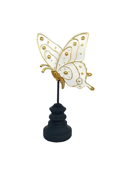 BV Decorative statuette, Butterfly on pedestal, White, 26 cm, 219H