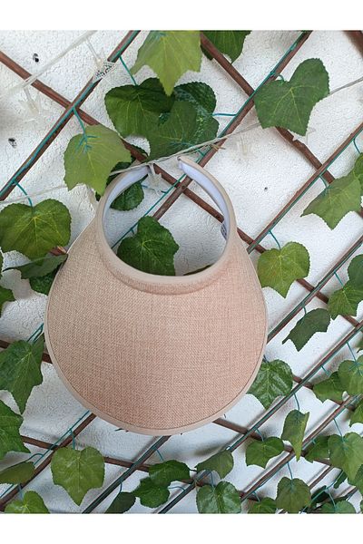 Blotch Cream Color Straw Visor Visor Women's Beach Hat