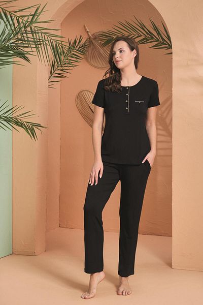 PJS Set pijamale negre pentru femei 27068