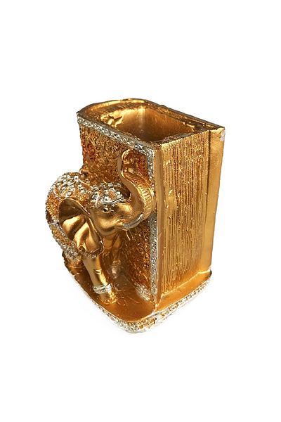 BV Elephant statuette with pen holder, Gold, 10 cm, 842H