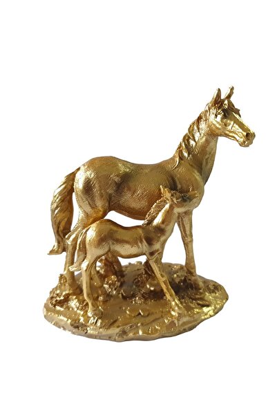 BV Statuetă decorativă, Cal și mânz, Aur, 13 cm, XQ202149