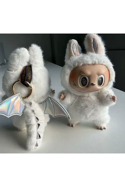 happystoretr Labubu Bubble Labrador Monsters Angel Dolls, Vinyl Macaron Heart Fluttering Plush