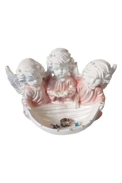 BV Ornament decorativ, Îngeri cu suport pentru bijuterii, Roz, 23 cm, DV2212X1