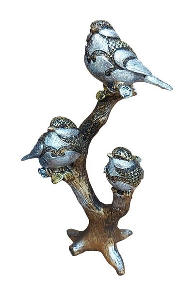 BV Statuetă decorativă, Păsări pe o creangă de copac, Argint, 31 cm, 11429-2