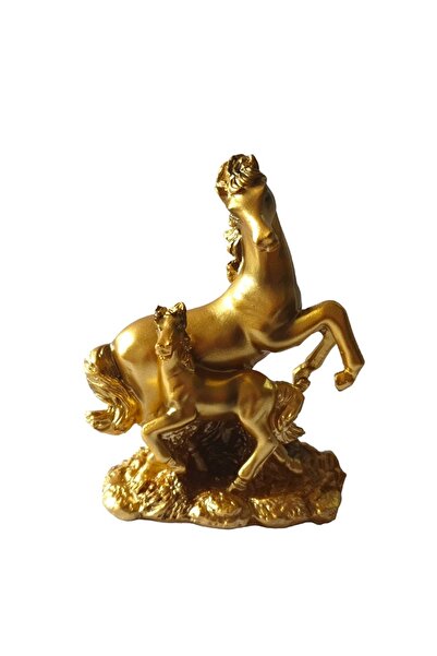 BV Statuetă decorativă, Cal și mânz, Aur, 13 cm, XQ202146