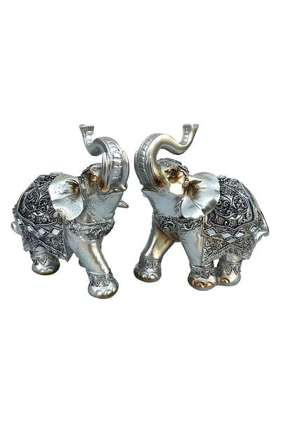 BV Statuetă decorativă, Elefant cu cristale, Argint, 16 cm, 210H