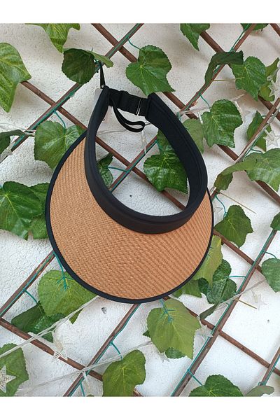 Blotch Camel Straw Visor Visor Women's Beach Hat