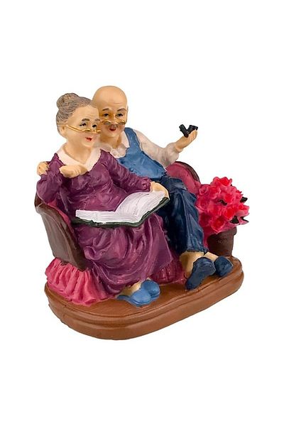 BV Decorative statuette, Grandpa and Grandma reading on the couch, 16 cm, 1809H