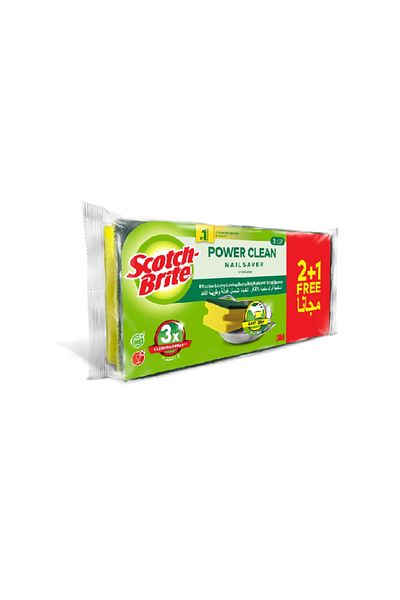 Scotch Brite 3-Piece Heavy Duty Classic Nail Saver Scrub Sponge Yellow and Green
