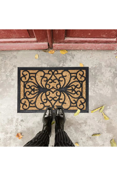 Evideco Non-Slip Backing Attractive Design Sally Natural Braided Door Mat Black and Brown 40 x 60cm 1401804