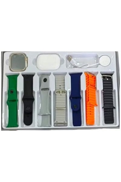 Generic Ultra 2 Smartwatch Bundle, 11-in-1 Set with 7 Interchangeable Straps, Wireless Earbuds, 2.3 inch Ful