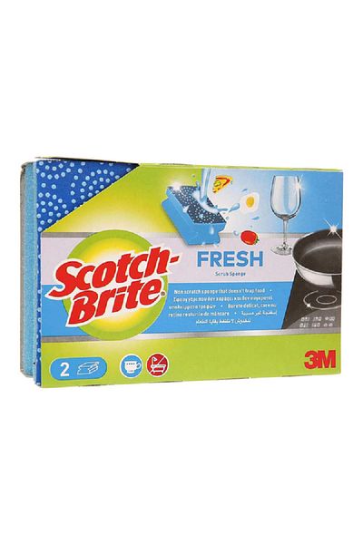 Scotch Brite 2-Piece Fresh Non-Scratch Nail Saver Scrub Sponge - Blue