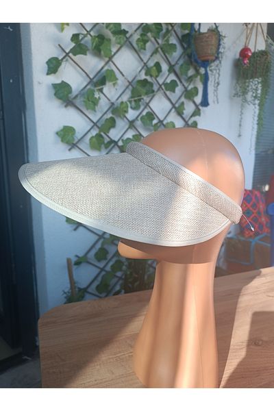 Blotch Cream Color Straw Visor Visor Women's Beach Hat