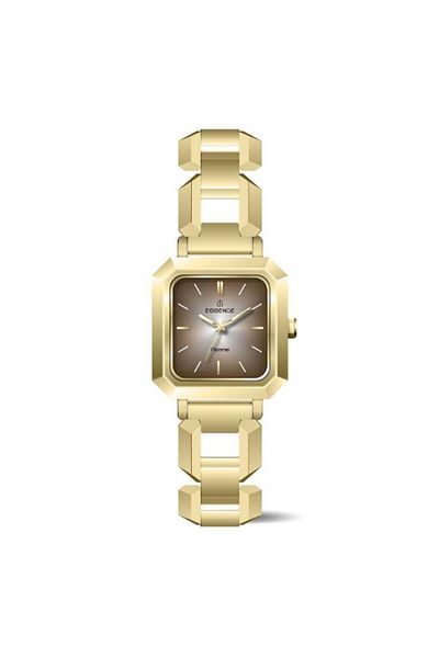 Essence D1226.140 Square Dial Metal Cord Metal Case 3 Atm Water Resistant Gold Color Women Wristwatch