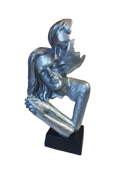 BV Decorative Statuette Mask, Lovers, Silver, 28 cm, 064SX-1