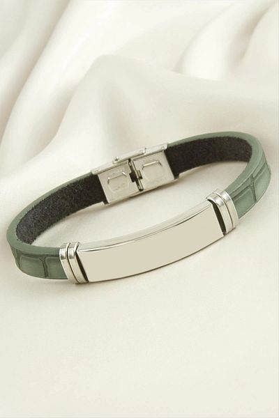 Emper Name Writable Leather Steel Bracelet