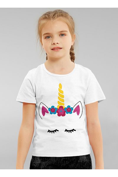 LAUREN SMITH Kids Girls Short Sleeved Tee with Cute Print 100 percent Cotton