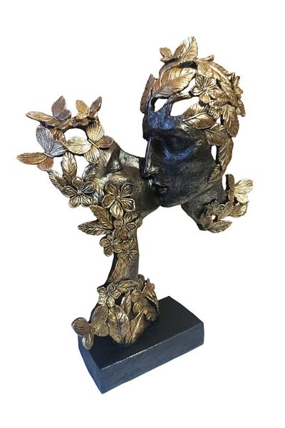BV Decorative Statuette Mask, Lovers, Gold, 40 cm, 037SX