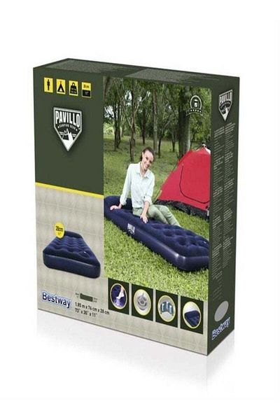 BESTWAY Inflatable Air Mattress - Comfortable Velvet Surface, Ideal for Camping and Home Use - Dimen